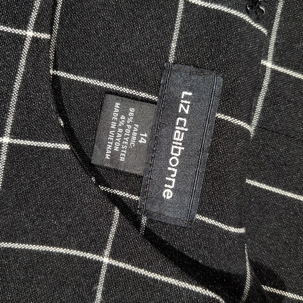 Liz Claiborne Dress Ladies 14 Black/White Check Sheath Dinner Work Church Party - Picture 6 of 10